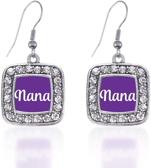 Inspired Silver - Silver Square Charm French Hook Drop Earrings with Cubic Zirconia Jewelry