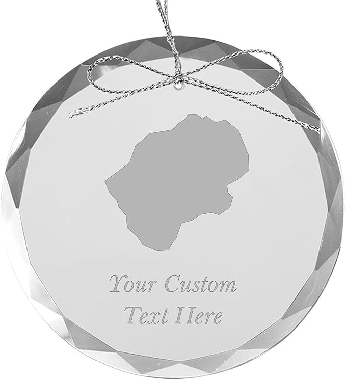 Lesotho, Personalized Travel Christmas Ornament – Customized Engraved Glass Keepsake - Custom Family Trip & Vacation, 2024, 2025, 2026, 2027 & Name – Destination Xmas Holiday Ornament