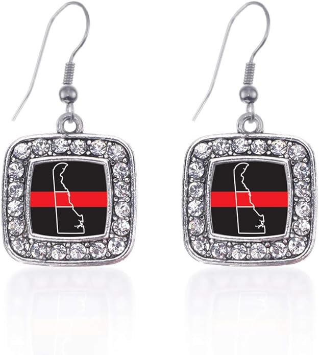 Inspired Silver - Silver Square Charm French Hook Drop Earrings with Cubic Zirconia Jewelry