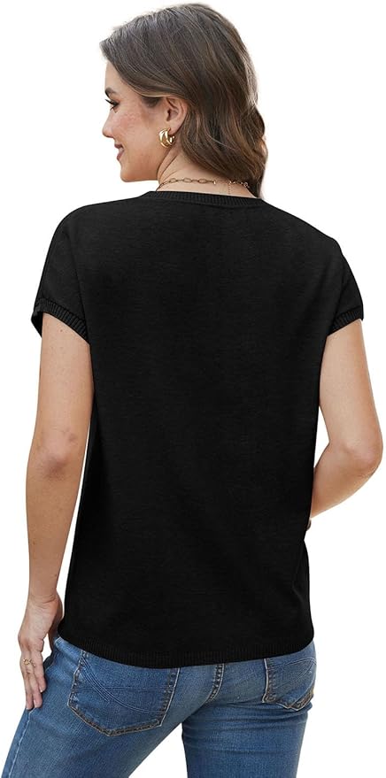 WIHOLL Short Sleeve Sweater for Women Summer Tops Crew Neck Fashion Clothing Tshirts Shirts Travel Outfits Dressy Casual