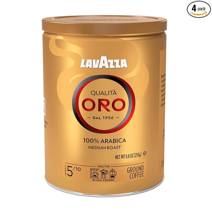 Lavazza Qualità Oro Ground Coffee, Medium Roast, 100% Arabica, 8.8 oz Tin (Pack of 4)