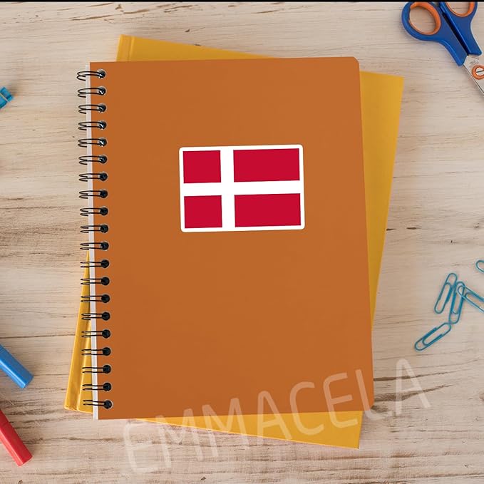 (3PCS) Denmark Flag stickers, Countries Flag Stickers - Waterproof Vinyl Decals For Laptops, Tumblers, Water Bottles, Books, Scrapbooks, Size 3 x 2 Inch