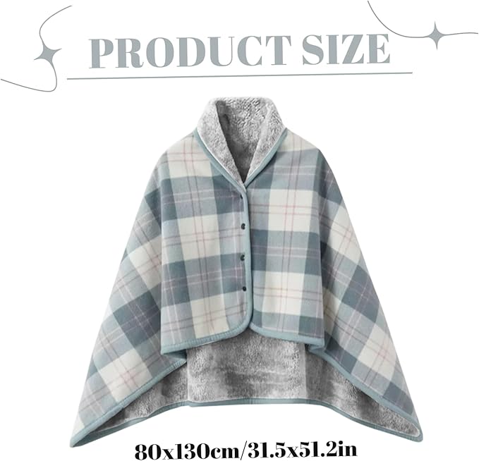 Wearable Blanket Soft Warm Plush Blanket with Buttons Shawl Wraps for Women Men Office Home 31.5x51.2in