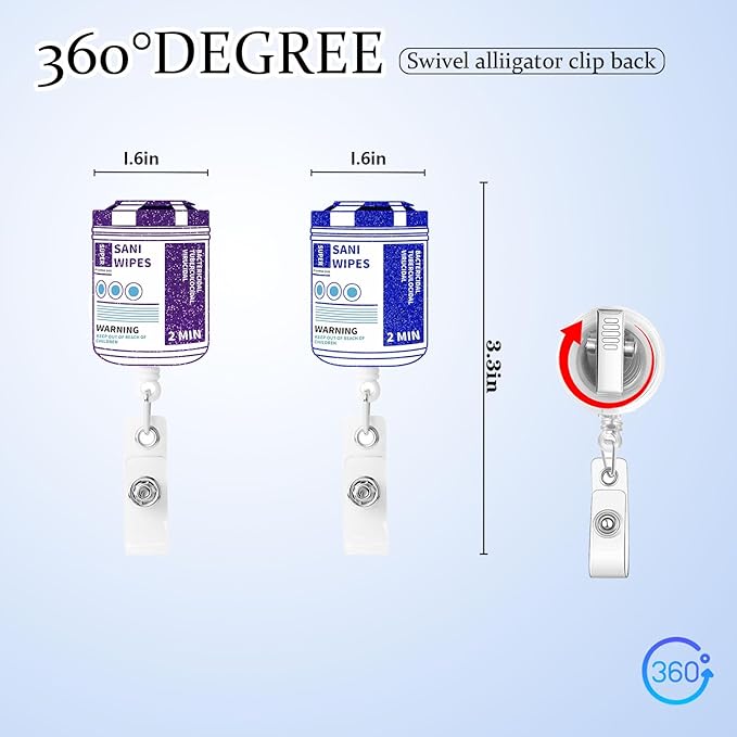 2 Pcs Nurse Badge Reel - Retractable ID Holder with Alligator Clip& Nylon Cord | AcrylicClip for Nurse Nurses Office Worker Teacher Student