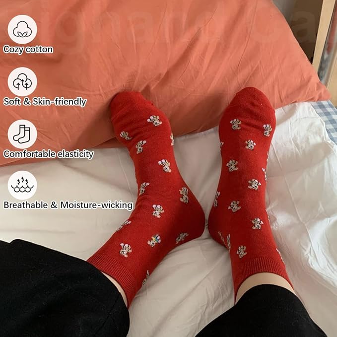 IIG 3-6 Pairs Womens Cute Animal Patterned Funny Novelty Cotton Crew Socks