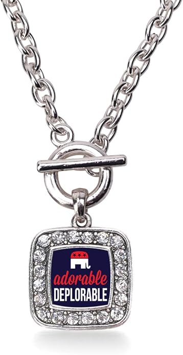 Inspired Silver - Silver Square Charm 18 Inch Necklace with Cubic Zirconia Jewelry