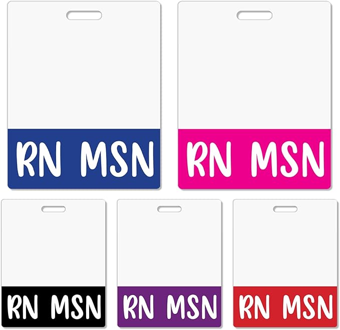 Oversized RN MSN Badge Buddy Card Holder - Horizontal Master of Science in Nursing Accessories XL Blue Pink Black Purple Red ID Badge Card Holder Name Tags Buddy for Hospital Work