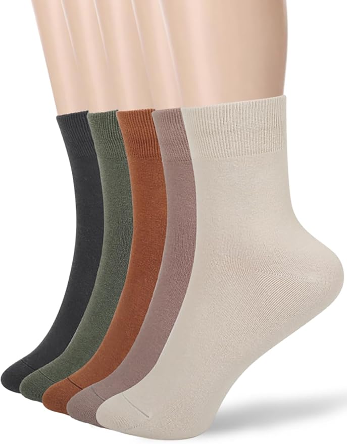 FGZ Women Thin Cotton Socks Soft Cozy Socks Cute Ankle Crew Socks 5 Pairs