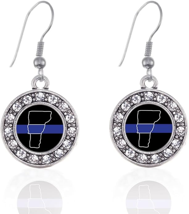 Inspired Silver - Silver Circle Charm French Hook Drop Earrings with Cubic Zirconia Jewelry