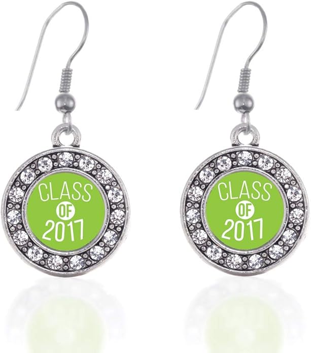 Inspired Silver - Silver Circle Charm French Hook Drop Earrings with Cubic Zirconia Jewelry