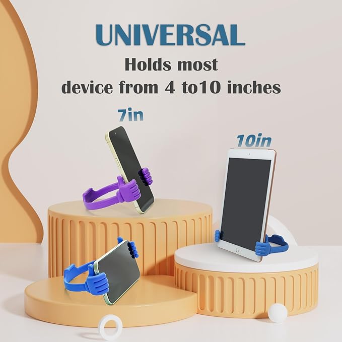 Honsky Thumbs-up Cell Phone Stands, Tablet Display Stands, Cellphone Holder, Mobile Smartphone Mount Cradle for Desk Desktop & Universal Multi-Angle Cute, 2 Packs, Yellow, Blue