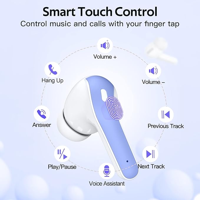 TAGRY 2 Sets X08 Purple and Sunset Pink Bluetooth Headphones True Wireless Earbuds 60H Playback Ear Buds with Wireless Charging Case in-Ear Earbuds with Mic