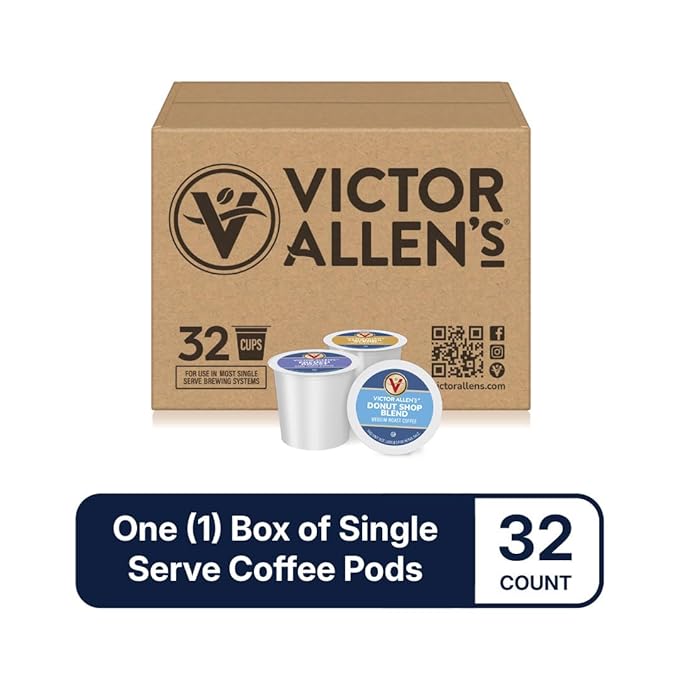 Victor Allen's Coffee Variety Pack (Morning Blend, Donut Shop Blend, and French Roast), 32 Count, Single Serve Coffee Pods for Keurig K-Cup Brewers