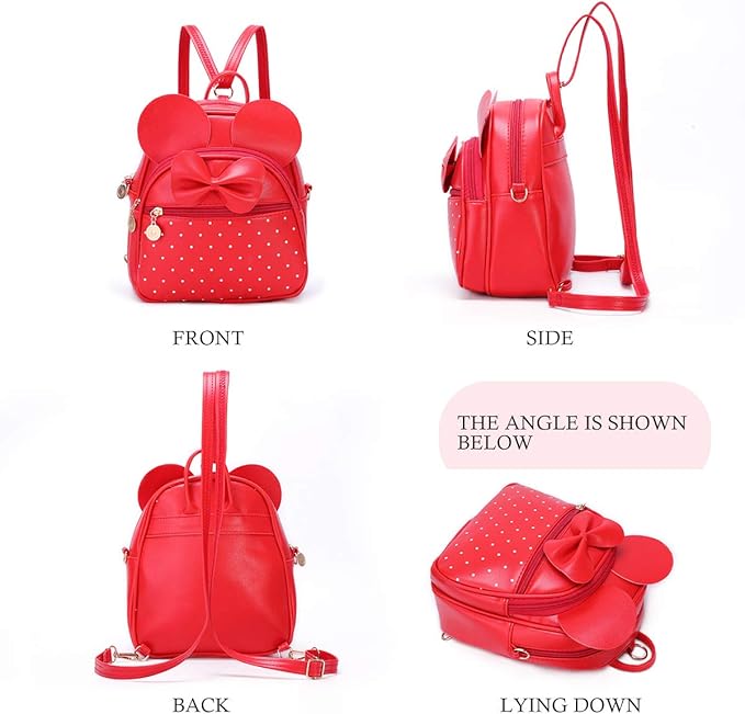 KL928 Girls Mini Backpack Bowknot Polka Dot Cute Small Daypacks Convertible Shoulder Bag Purse for Women