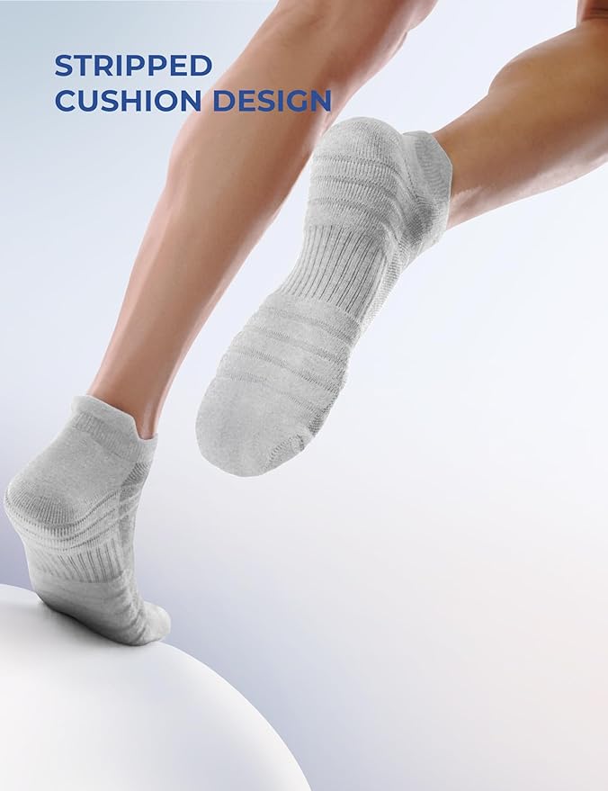 CS CELERSPORT 6 Pack Athletic Running Ankle Socks, Cotton Low Cut Cushioned Anti-Blister Tab Sports Socks Men Women