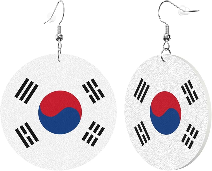 Round Faux Leather Earrings for Women Lightweight Double-Side Printed Drop Dangle Earring for Festival Party Gift