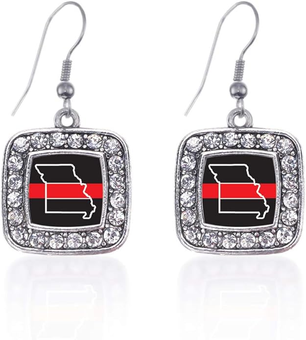 Inspired Silver - Silver Square Charm French Hook Drop Earrings with Cubic Zirconia Jewelry