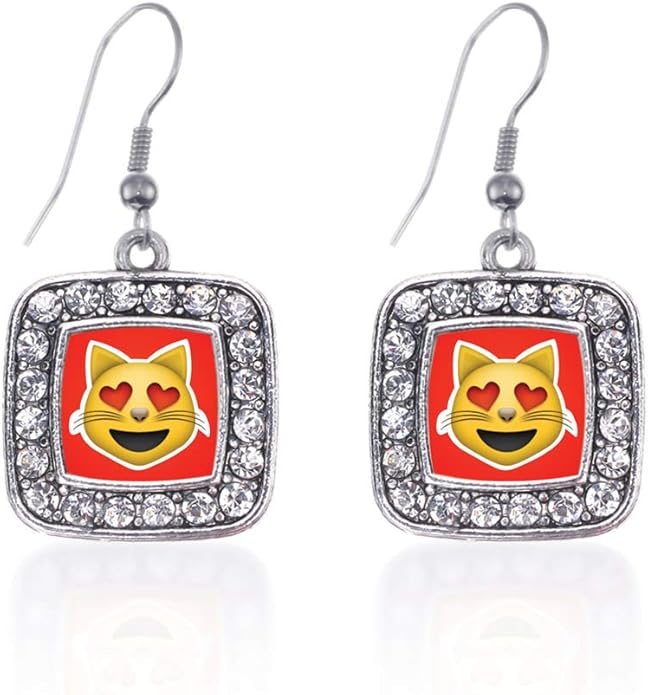 Inspired Silver - Silver Square Charm French Hook Drop Earrings with Cubic Zirconia Jewelry