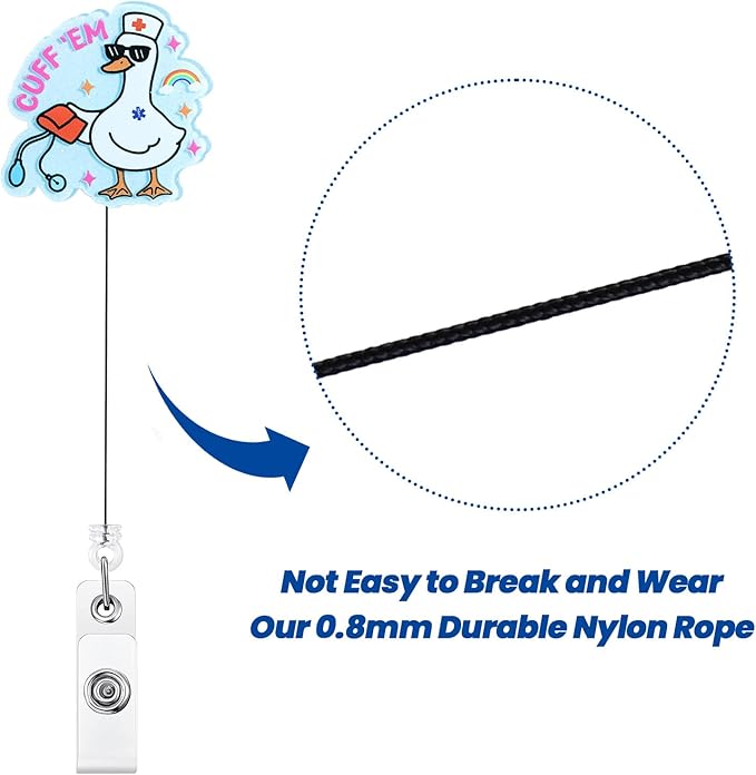 Cuff 'Em Funny Goose Nurse Badge Reel, Cute Medical Badge Holder with Retractable Clip, Name Tag Work Badge Buddy for RN LPN CNA MA Nursing Student Doctor, Nurse Gifts