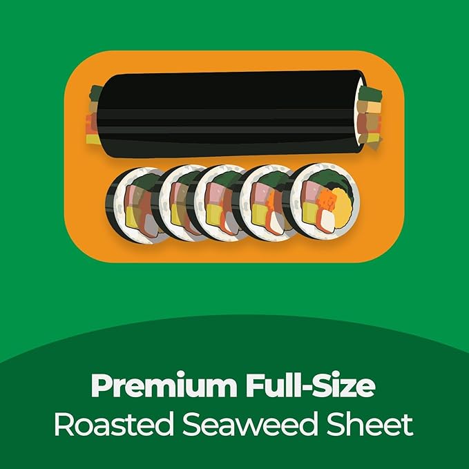 Surasang Premium Nori Sheets for Sushi & Gimbap - Korean Roasted Seaweed Sheets, 20 Full Size Sheets, Pack of 1 - Naturally Salty Sushi Nori with Umami Flavor, 10 Calories, No Sugar