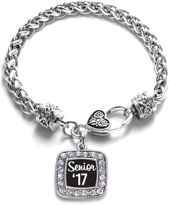 Inspired Silver - Silver Square Charm Bracelet with Cubic Zirconia Jewelry