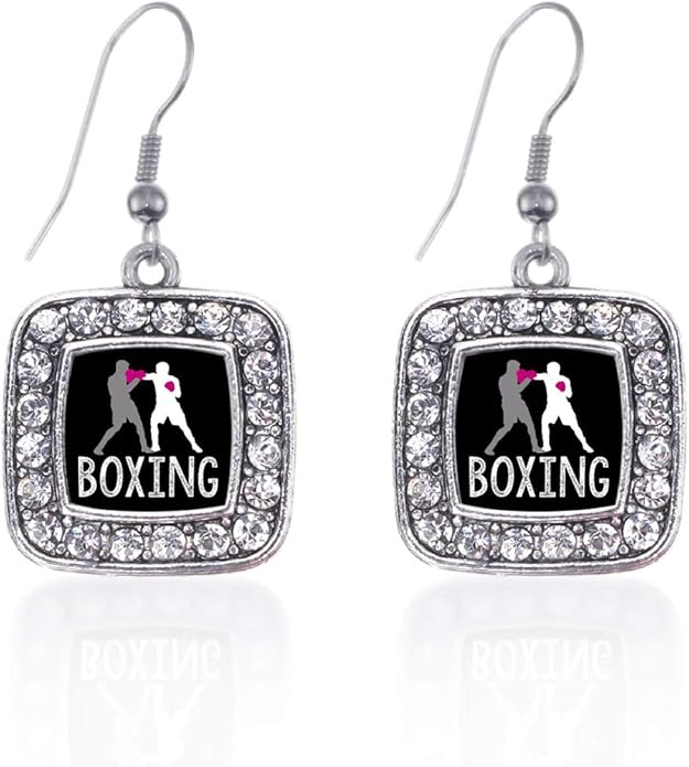 Inspired Silver - Silver Square Charm French Hook Drop Earrings with Cubic Zirconia Jewelry