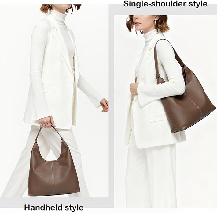 Hobo Bag for Women, Easygoing Soft Vegan Leather Shoulder Handbag Tote Purse, Spacious Work Tote, Crossbody Bag for Daily Use