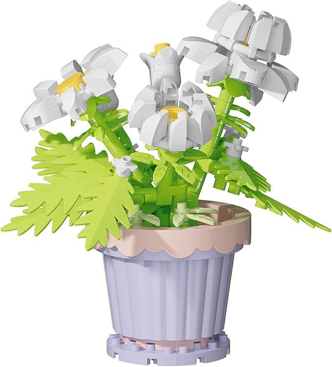 Jollcnoia Daisy Mini Flower Potted Plant Bonsai Building Toy Blocks Particle Flower Botanical