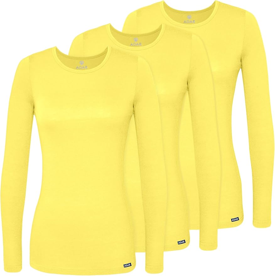 Adar Underscrubs for Women 3 Pack - Long Sleeve Underscrub Comfort Tee