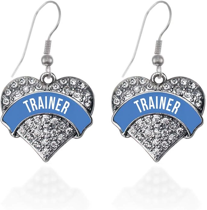 Inspired Silver - Silver Pave Heart Charm French Hook Drop Earrings with Cubic Zirconia Jewelry