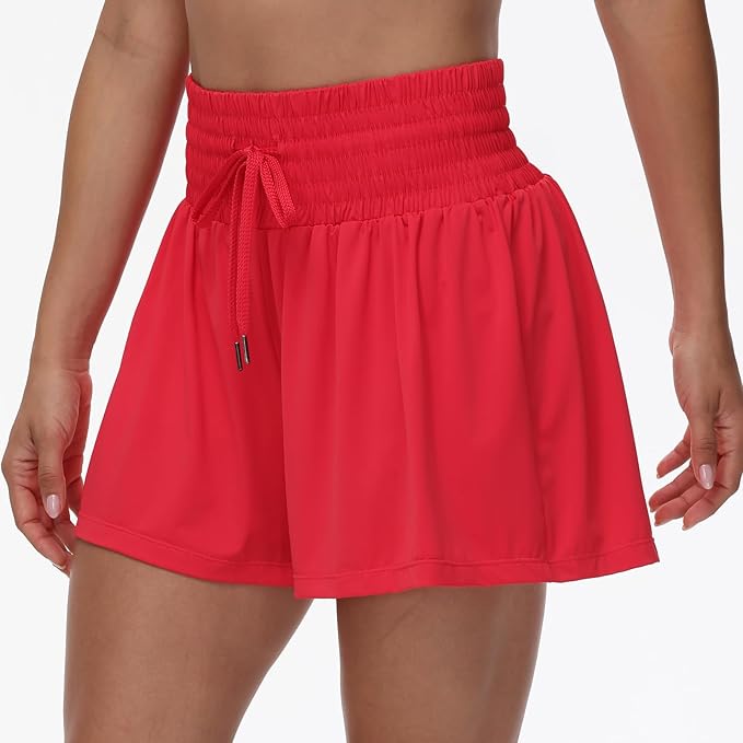 Blaosn Flowy Athletic Shorts for Women Gym Workout Running Short Pants High Waist Skort with Pocket Casual Summer Clothes