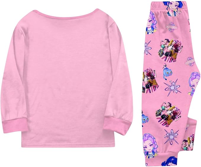 Girls 2 Piece K Pop Singer Outfits Cute Cartoon Graphic Shirts and Pants Casual Tracksuit Fashion Clothing Sets