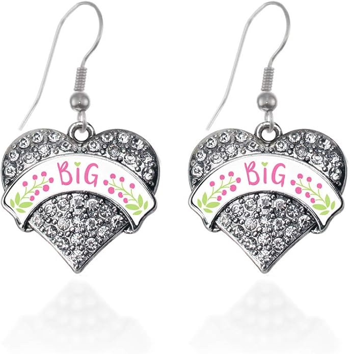 Inspired Silver - Silver Pave Heart Charm French Hook Drop Earrings with Cubic Zirconia Jewelry