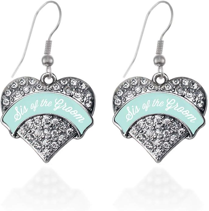 Inspired Silver - Silver Pave Heart Charm French Hook Drop Earrings with Cubic Zirconia Jewelry