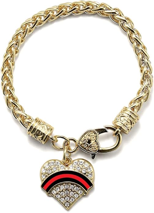 Inspired Silver - Gold Pave Heart Charm Bracelet with Cubic Zirconia Jewelry
