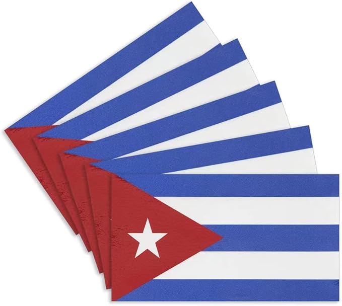 CANTENDO 5Pcs Cuba Flag Decal Sticker - Cubans Flags Reflective Vinyl Car Stickers - for Car Window Bumper Waterproof Sticker (2.5 x 4.5 Inch)
