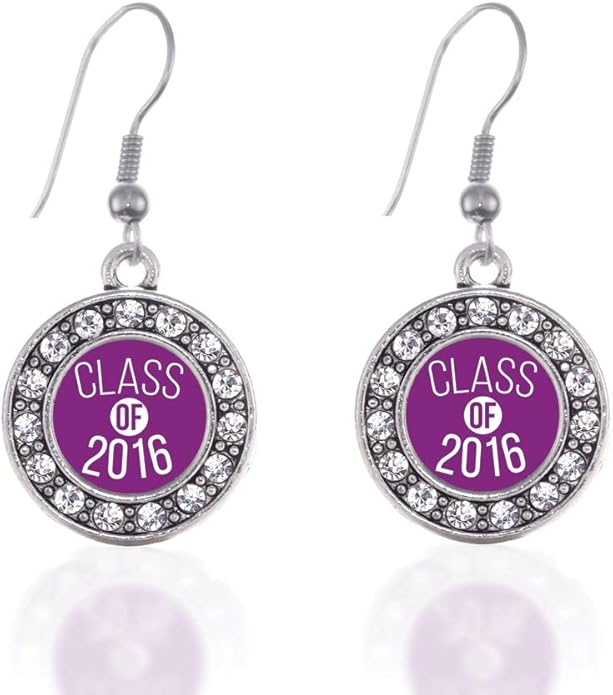 Inspired Silver - Silver Circle Charm French Hook Drop Earrings with Cubic Zirconia Jewelry