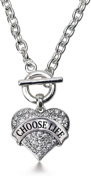Inspired Silver - Silver Pave Heart Charm 18 Inch Necklace with Cubic Zirconia Jewelry