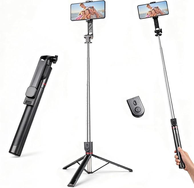 71" Phone Tripod Selfie Stick for iPhone and Android Phone, Cell Phone Tripod Stand with Wireless Remote Control