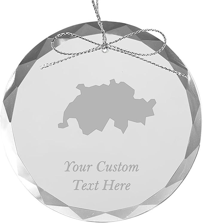 Switzerland, Personalized Travel Christmas Ornament – Customized Engraved Glass Keepsake - Custom Family Trip & Vacation, 2024, 2025, 2026, 2027 & Name – Destination Xmas Holiday Ornament