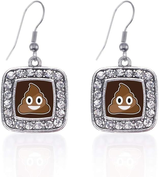 Inspired Silver - Silver Square Charm French Hook Drop Earrings with Cubic Zirconia Jewelry