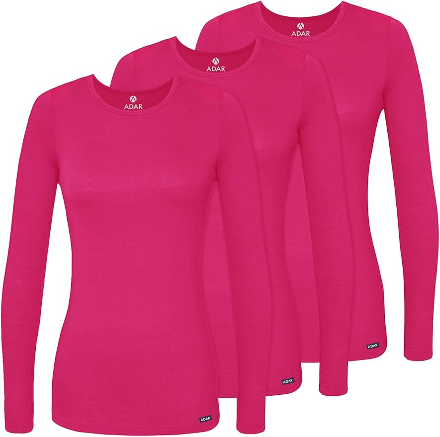 Adar Underscrubs for Women 3 Pack - Long Sleeve Underscrub Comfort Tee
