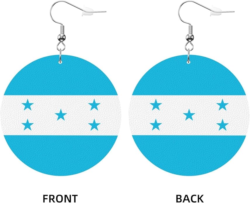 Round Faux Leather Earrings for Women Lightweight Double-Side Printed Drop Dangle Earring for Festival Party Gift