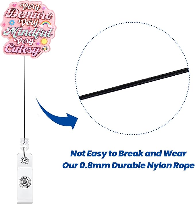 Very Demure, Very Mindful, Very Cutesy Funny Badge Reel, Inspirational Retractable ID Card Badge Holder, Name Tag Work Badge Clip for RN LPN CNA MA ER Nurse Doctor Teacher Student, Nurse Gifts