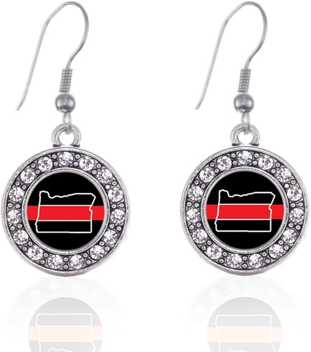 Inspired Silver - Silver Circle Charm French Hook Drop Earrings with Cubic Zirconia Jewelry