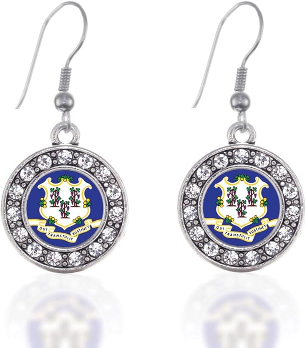 Inspired Silver - Silver Circle Charm French Hook Drop Earrings with Cubic Zirconia Jewelry