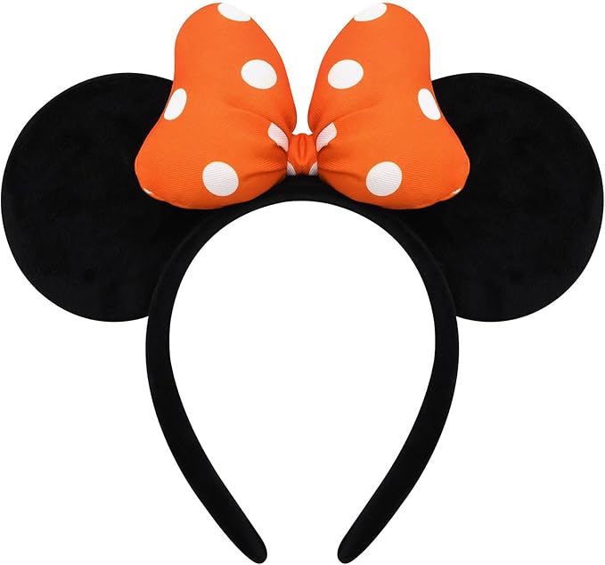 ODOCARE Handmade Mouse Ears Headband for Women and Ladies, Polka Dot Bow Minnie Ears Costume Accessories