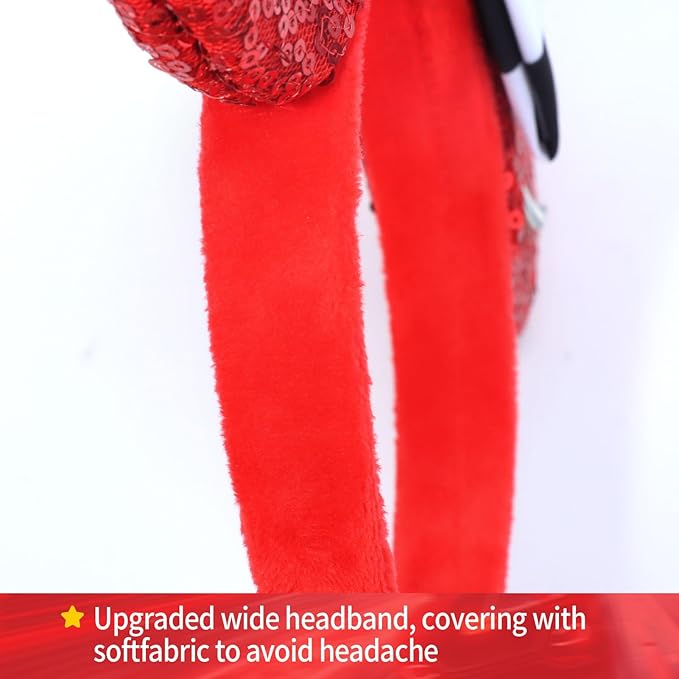 UNSPAZ Ears Headband, Sequin Mouse Ears for Women Girls Boys, Hamemade Soft Bow Headband for Cosplay Party Hair Accessories