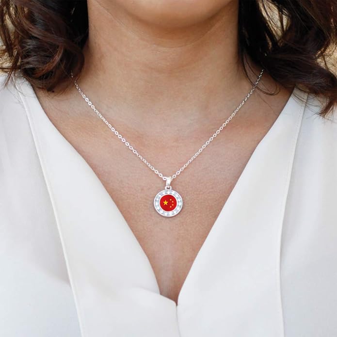 Inspired Silver - Silver Circle Charm 18 Inch Necklace with Cubic Zirconia Jewelry