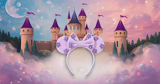 KARETT Sequins Mouse Ears Headband With Glitter Bow Princess Party Decorations For Girls Women